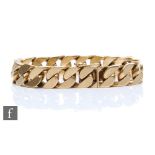 A 9ct filed curb link bracelet, weight 97g, length 22cm, terminating in tongue and box fastener,