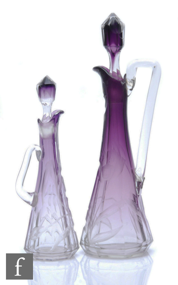 A Moser Art Nouveau spirit decanter designed by Leo Moser circa 1900-10, t