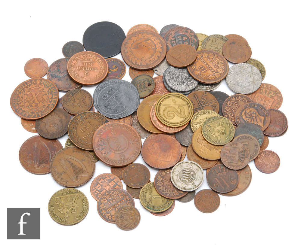 A large assortment of 18th and 19th Century and later silver and copper coinage to include foreign