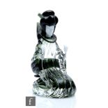 A post war Italian Murano glass figure modelled as a kneeling Japanese woman wearing a kimono, the