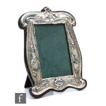 An Edward VII hallmarked silver photograph frame in the Art Nouveau style with kingfisher and