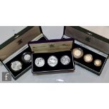 An Elizabeth II 2003 Britannia four coin silver proof collection, a 2005 Britannia silver proof four