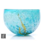 A contemporary studio glass bowl by Siddy Langley, of high sided form, decorated with a stylised