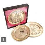Three hallmarked silver commemorative plates to include The Victoria & Albert Christmas Plate, The