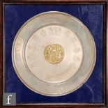 A hallmarked silver and silver gilt plate to commemorate Queen Elizabeth II's Silver Jubilee, The