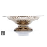 A hallmarked silver small hexagonal pedestal bowl with pierced borders and foot, weight 2.8oz,