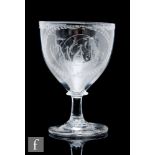 An 18th Century glass rummer, circa 1800, the bowl engraved with hops and barley, with a monogram