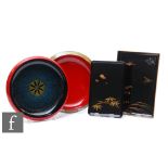A collection of contemporary Japanese lacquered wares, to include two bowls and two rectangular