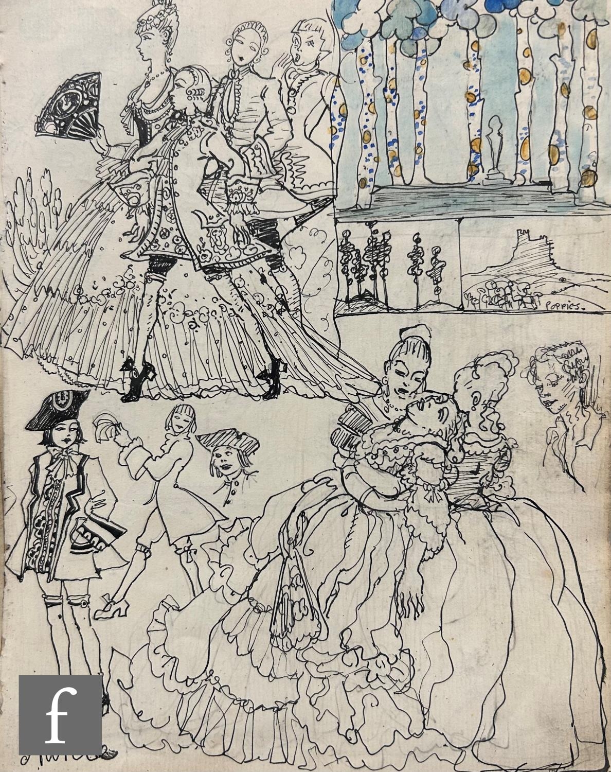 ALBERT WAINWRIGHT (1898-1943) - A sketch depicting multiple figures in period dress, to the - Image 2 of 6