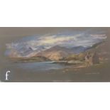 LINCOLN ROWE (20th CENTURY) - A mountainous landscape with derelict barn, pastel on grey paper,