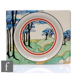 A Clarice Cliff Biarritz small plate circa 1933, hand painted to the shoulder and the well in the