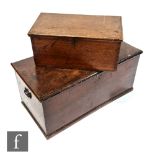 A 19th Century elm blanket box on plinth base, width 95cm, and a small oak blanket box fitted with a