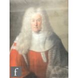 ENGLISH SCHOOL (CIRCA 1800) - Portrait of a judge wearing wig and judicial robes, half length,