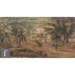 ENGLISH SCHOOL (CIRCA 1850) - Figures on a country path, watercolour heightened with body colour,