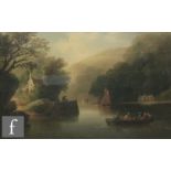 ENGLISH SCHOOL (LATE 19TH CENTURY) - A ferry on the River Dart, oil on panel, framed, 17cm x 24cm,