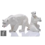 A large glazed model of a prowling polar bear with painted detailing, stamped Charisma to the