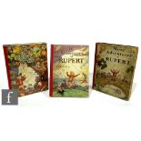 Three Rupert annuals, More Adventures of Rupert, 1939, The New Rupert Book, 1938, and The Adventures