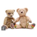 Two Teddy Bears of Witney museum replica teddy bears, Patch, aged golden mohair, boot button eyes,