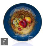 A Royal Worcester Fallen Fruits hand painted comport decorated by Sebright with peaches, white
