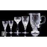 A 1930s Stuart & Sons clear cut crystal part drinks suite in the Ellesmere pattern to comprise water