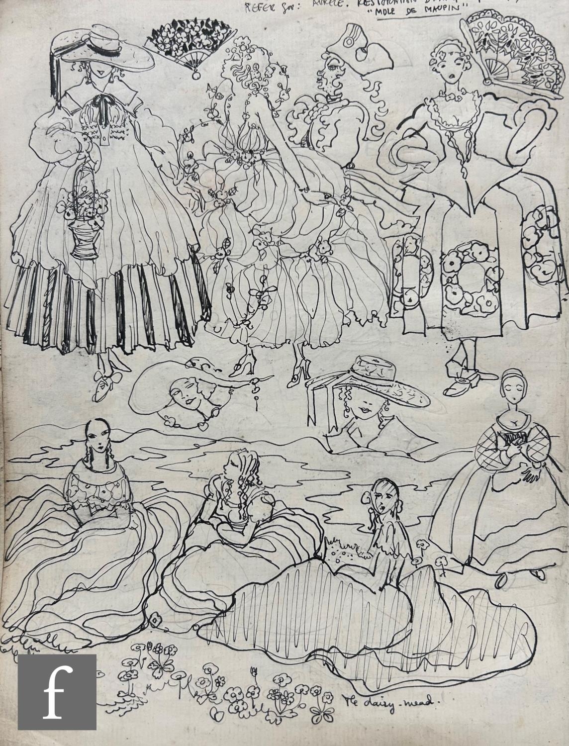 ALBERT WAINWRIGHT (1898-1943) - A sketch depicting multiple figures in period dress, to the - Image 3 of 6