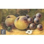 CHRISTOPHER HUGHES (CONTEMPORARY) - Peaches and Grapes, watercolour, signed, framed, 10cm x 14cm,