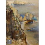 ETHEL SOPHIA CHEESWRIGHT (1874-1977) - Cliffs at Sark, watercolour, signed twice, framed, 34cm x