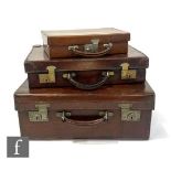 A small Edwardian gentleman's travelling dressing case, fitted with plated glass topped jars, a