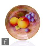 A small Royal Worcester Fallen Fruits pin dish decorated by Rolands with hand painted apples and