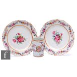 Two 19th Century Chamberlain Worcester plates decorated with a spray of flowers and a floral garland