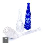 A later 19th Century clear crystal glass pipe, circa 1880, the bowl heavily cut with diamond and fan