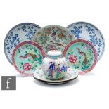 A collection of Chinese ceramics to include two 18th Century blue and white dishes, two 18th Century
