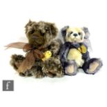 Two Charlie Bears, CB193929B Aaron teddy bear, brown plush with frosted tips, height 32cm, and