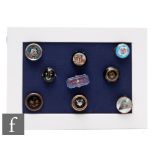 Nine assorted 19th Century dress studs of varying form to include an Italian micro mosaic example, a