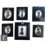 A collection of twelve 19th Century silhouettes, each head and shoulder portrait studies, one