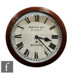 A late 19th Century mahogany cased wall clock with single fusee movement, the painted dial signed