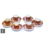 A set of six early 19th Century coffee cans and saucers attributed to Herculaneum Liverpool