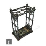 A 19th Century Coalbrookdale cast iron eight-division stick and umbrella stand, with corner