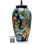 A large Moorcroft Pottery table lamp, shape 393 decorated in the Golden Lily pattern, designed by