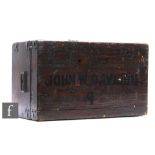 An early 20th Century metal corner bound two handled pine box, the lid named for John Davidson,