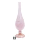 A post war Italian Murano glass table lamp in the manner of Archimede Seguso, the fluted and domed