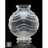 A 1920s Art Deco clear cut crystal vase of footed spherical form by Mar Hagl, the spherical body