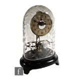 An early 20th Century Bulle lacquered brass electric mantel clock with silvered chapter ring,