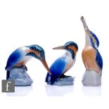 A Royal Copenhagen figure of a kingfisher designed by Peter Herold, model number 2257, together with