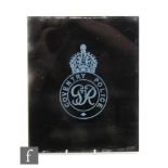 A small George VI reverse painted glass panel for Coventry Police below a coronet, 27cm x 22cm,