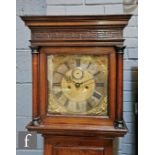 An 18th Century and later inlaid oak longcase clock by Henry Harper London, silvered chapter ring