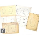 A collection of Whitefriars master artwork pen on tracing paper and paper designs and a workshop