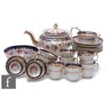 A collection of assorted Regency teawares comprising a teapot, a sugar (or slop) bowl, six smaller
