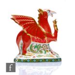 A boxed Royal Crown Derby paperweight Welsh Dragon, made to celebrate the marriage of HRH Prince