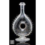 A late 19th Century Stourbridge clear crystal pilgrim flask bottle of compressed ovoid form with